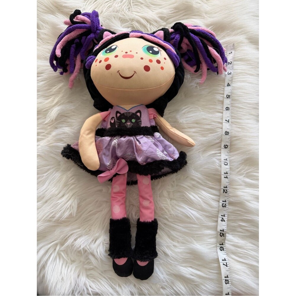 Plush Dress-Up Doll in Pink, Purple & Black – Cute Cat Outfit